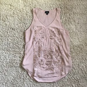 Sequined Blush Tank Top